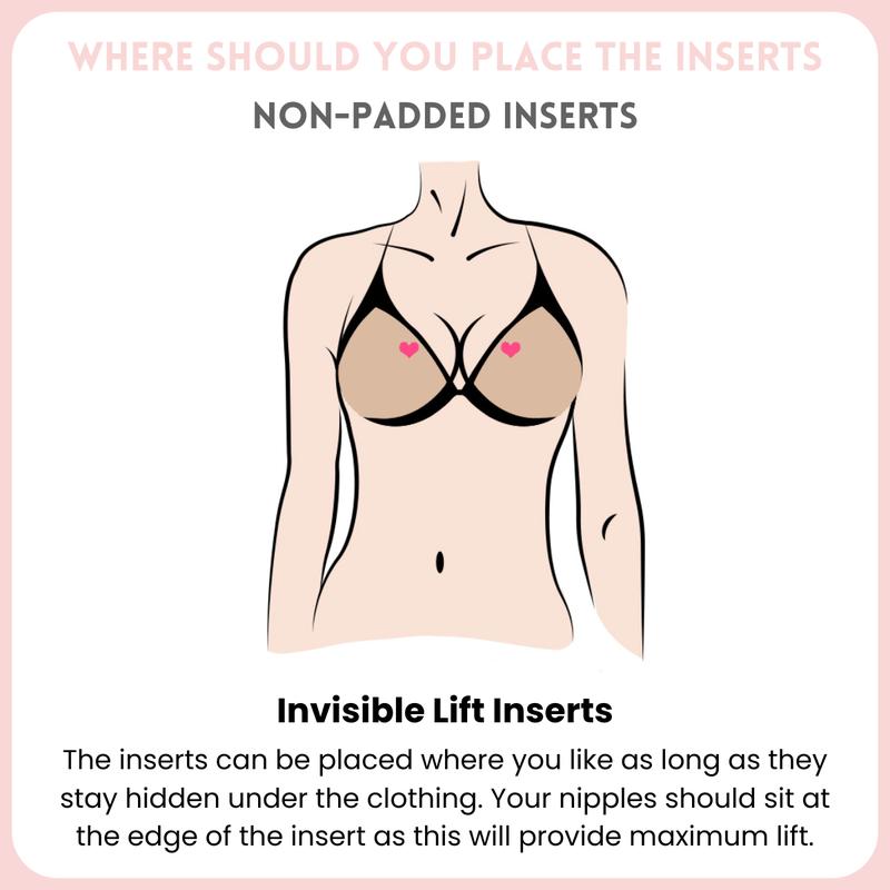jellymuse™  Invisible Lift - Patented Sticky Fashion Bra Inserts Prevents Nipple Slips No Sewing Required